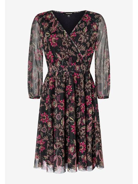 More & More Sukienka w kolorze czarno-różowym rozmiar: 46. Czarne sukienki damskie MORE & MORE, bez wzorów, bez kołnierzyka, bez ramiączek, midi, kopertowe. Za 91.56 zł.