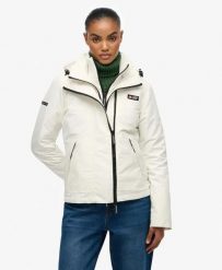 Superdry Kurtka wiatrówka Mountain z kapturem z recyklowanego poliestru – OFF. Białe kurtki damskie Superdry., bez wzorów, z gumy, z kapturem. Za 421.95 zł.