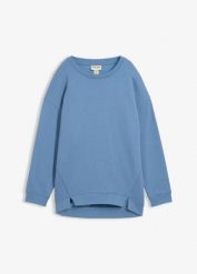 Bluza oversize z mieszanki bawełny. Niebieskie bluzy bez kaptura damskie bonprix, z bawełny. Za 77.99 zł.