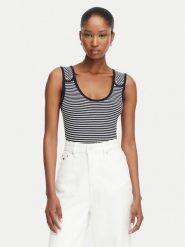 Tommy Hilfiger Top Gold Button WW0WW52112 Granatowy Slim Fit. Niebieskie topy damskie Tommy Hilfiger, xs, bez wzorów, z wiskozy, bez kołnierzyka. Za 249.99 zł.