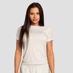 Koszulka damska bieganie krótki rękaw szara Pulse X. Szare topy sportowe damskie GYMBEAM, xl, bez wzorów, z materiału, bez ramiączek. Za 63.90 zł.