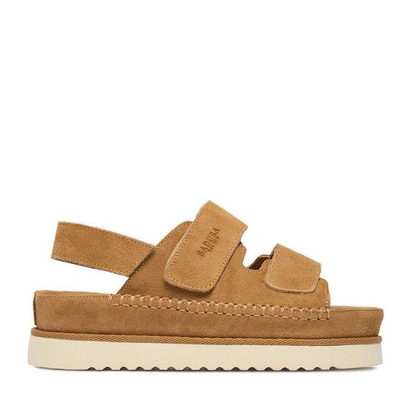 Sandały Badura. Brązowe sandały damskie Badura, bez wzorów, bez obcasa, na płaskiej podeszwie. Za 249.99 zł.