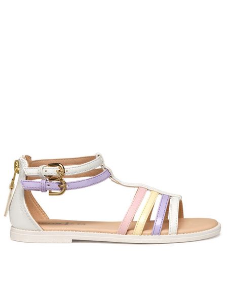 Geox Sandały Jr Karly J7235D 5402 C0761 S Biały. Białe sandały dziewczęce Geox, ze skóry, bez zapięcia. Za 319.99 zł.