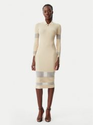 Patrizia Pepe Sukienka dzianinowa 8A1420/K078-B814 Beżowy Slim Fit. Brązowe sukienki damskie Patrizia Pepe, bez wzorów, z dzianiny, bez kołnierzyka, bez ramiączek. Za 969.99 zł.