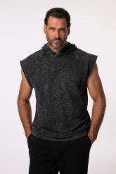 Męska Bluza fitness Belly Fit kaptur bez rękawów do rozm. 7XL. Czarne bluzy sportowe męskie JAY-PI, bez wzorów, z bawełny, bez kołnierzyka, bez ramiączek. Za 223.99 zł.