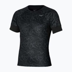 Koszulka do biegania męska Mizuno Graphic Trail Tee. Czarne t-shirty sportowe męskie Mizuno, l, z materiału, bez ramiączek, do biegania. Za 159.99 zł.