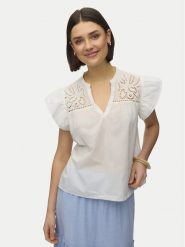 Vero Moda Bluzka Line 10347292 Biały Regular Fit. Białe bluzki damskie Vero Moda, l, bez wzorów, z bawełny, bez kołnierzyka, bez ramiączek. Za 119.99 zł.