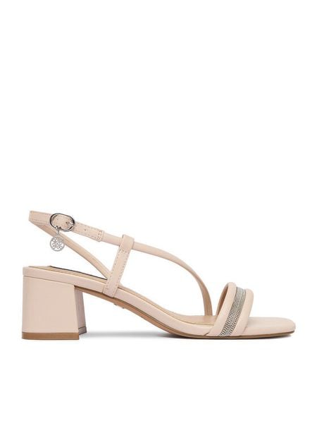 Nine West Sandały EO-LS505187-13 Beżowy. Brązowe sandały damskie Nine West, bez wzorów, z materiału, bez obcasa, na słupku. Za 249.99 zł.