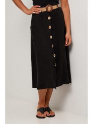 Le Monde du Lin Spódnica w kolorze czarnym rozmiar: 40/42. Czarne spódniczki damskie Le Monde du Lin, bez wzorów, z bawełny, klasyczne, z podwyższonym stanem, midi. Za 143.99 zł.