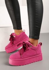 Fuksjowe Sneakersy Vices Stylizowane na Śniegowce na Platformie Obszyte Futerkiem Naleris. Czerwone śniegowce damskie Renee, z futra. Za 84.99 zł.