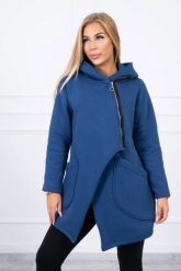 Bluza ocieplana z asymetrycznym suwakiem jeansowa. Bluzy z kapturem damskie KESI, l, z bawełny. Za 238.37 zł.