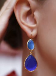 L'Atelier de Gaia Pozłacane kolczyki z kocim okiem rozmiar: onesize. Niebieskie kolczyki damskie L'Atelier de Gaia, pozłacane, z zapięciem typu bigiel. Za 109.00 zł.