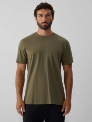 4F T-shirt regular z antybakteryjnym wykończeniem Polygiene męski - khaki XL. Brązowe t-shirty męskie 4f, l, bez wzorów, z dzianiny, bez kołnierzyka. Za 69.99 zł.
