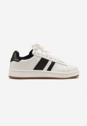 Biało-Czarne Buty Sportowe z Przeszyciami Palaviela. Białe buty sportowe na co dzień męskie Born2be, z jeansu, bez zapięcia. Za 159.99 zł.