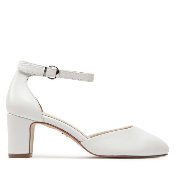 Półbuty Tamaris. Białe półbuty damskie Tamaris, bez wzorów, bez obcasa, na obcasie. Za 379.99 zł.