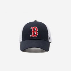 Czapka baseballowa z zapięciem na zatrzask Red Sox Boston. Czerwone czapki męskie 47 Brand, bez wzorów, z bawełny. Za 129.99 zł.
