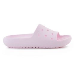 Klapki Crocs classic slide v2 209401-6ZW różowe. Czerwone klapki damskie bez wzorów, bez obcasa. Za 223.31 zł.