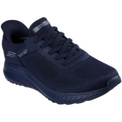 Buty sportowe męskie Skechers Bob Squad Chaos Solid Step. Niebieskie buty sportowe na co dzień męskie Skechers, z materiału, bez zapięcia, trekkingowe. Za 299.99 zł.