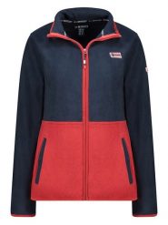 Geographical Norway Kurtka polarowa "Touki" w kolorze granatowo-czerwonym rozmiar: XXL. Czerwone kurtki damskie Geographical Norway, xxl, bez wzorów, z polaru, bez kaptura. Za 69.58 zł.