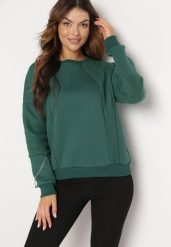 Zielona Bluza z Ozdobnym Łańcuszkiem Letonia. Zielone bluzy bez kaptura damskie Born2be, z bawełny. Za 89.99 zł.