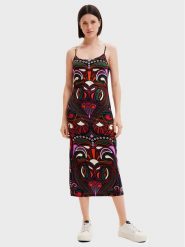 Desigual Sukienka codzienna Marca 22WWVK23 Kolorowy Slim Fit. Sukienki damskie Desigual, na co dzień, m, bez wzorów, z syntetyku, bez kołnierzyka, bez ramiączek, proste. Za 549.99 zł.