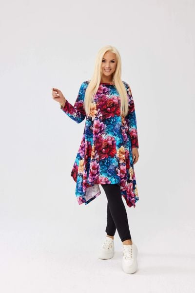 Asymetryczna tunika w piwonie OVERSIZE PLUS SIZE XXL JESIEŃ. Tuniki damskie Moda Size Plus Iwanek, na co dzień, na jesień, l, bez wzorów, z bawełny, eleganckie, z asymetrycznym kołnierzem, plus size, bez ramiączek. Za 179.90 zł.