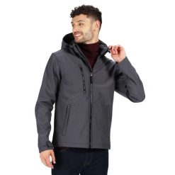 Softshell Z Kapturem Męski Venturer. Czarne kurtki softshell damskie Regatta, m, bez wzorów, z materiału, z kapturem. Za 167.99 zł.