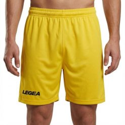 Szorty do biegania Portland żółte. Żółte szorty damskie Legea, bez wzorów, z poliesteru. Za 64.00 zł.