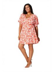 Aller Simplement Sukienka w kolorze pomarańczowo-białym rozmiar: 46/48. Pomarańczowe sukienki damskie Aller Simplement, bez wzorów, z bawełny, bez kołnierzyka, bez ramiączek, mini. Za 69.99 zł.