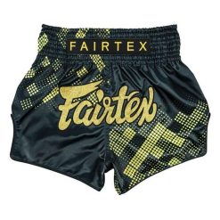 Spodenki Muay Thai Fairtex BS1931 Czarne-Złote L. Czarne szorty męskie FAIRTEX, bez kołnierzyka. Za 279.00 zł.
