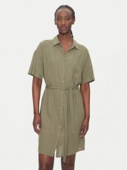 Vero Moda Sukienka koszulowa Thea 10333791 Zielony Loose Fit. Zielone sukienki damskie Vero Moda, l, bez wzorów, ze lnu, bez kołnierzyka, bez ramiączek, koszulowe. Za 139.99 zł.