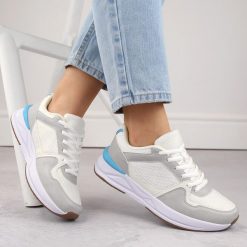 Buty sportowe damskie sznurowane białe Atletico WY23593. Białe buty sportowe na co dzień damskie Atletico, bez wzorów, ze skóry ekologicznej, trekkingowe. Za 68.00 zł.