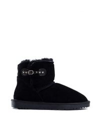 NICEBAY Skórzane botki zimowe "Bullit" w kolorze czarnym rozmiar: 39. Czarne botki damskie Nicebay, na zimę, z materiału, bez obcasa, bez zapięcia. Za 213.18 zł.