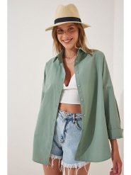 Hapiness Istanbul Koszula w kolorze zielonym rozmiar: 36. Zielone koszule damskie Hapiness Istanbul, bez wzorów, bez kołnierzyka, bez ramiączek. Za 56.95 zł.