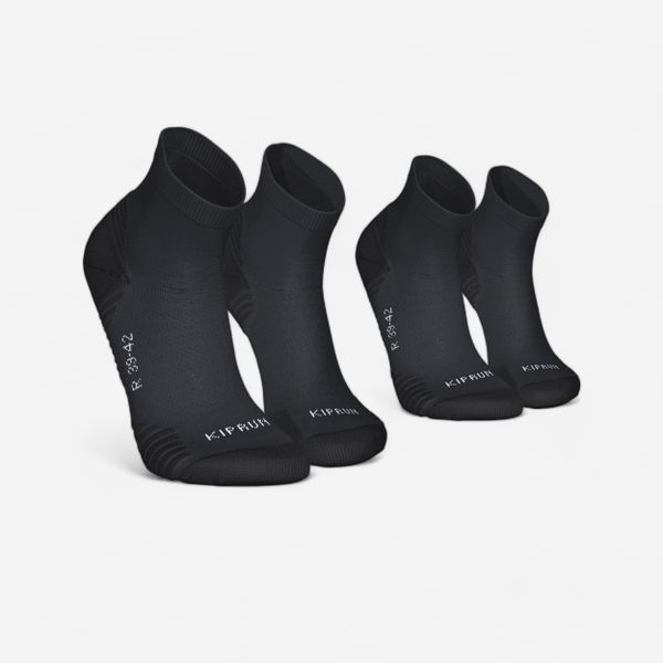 Second Life - Skarpetki do biegania Kiprun Run 500 średnie... - Stan Doskonały. Czarne skarpetki damskie KIPRUN, bez wzorów, z dzianiny. Za 24.99 zł.