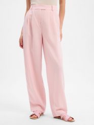 Msch Copenhagen Spodnie z domieszką lnu Kobiety wiskoza różowy, L. Czerwone spodnie materiałowe damskie MSCH Copenhagen, bez wzorów, z materiału. Za 349.95 zł.
