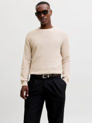 Jack & Jones Sweter w kolorze beżowym rozmiar: XL. Brązowe swetry męskie Jack & Jones, xl, bez wzorów, z bawełny, bez kołnierzyka. Za 124.95 zł.