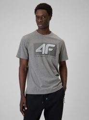 4F T-shirt regular z nadrukiem męski - szary XL. Szare t-shirty męskie 4f, m, bez wzorów, z dresówki, bez kołnierzyka. Za 69.99 zł.