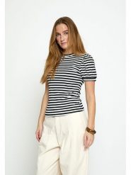 Peppercorn Koszulka w kolorze czarno-białym rozmiar: L. Białe t-shirty damskie Peppercorn, l, bez wzorów, prążkowane, bez kołnierzyka. Za 119.95 zł.
