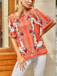 LA Angels Bluzka w kolorze jasnoróżowo-pomarańczowo-białym rozmiar: XL. Białe bluzki damskie LA Angels, xl, bez wzorów, bez kołnierzyka, bez ramiączek. Za 82.99 zł.