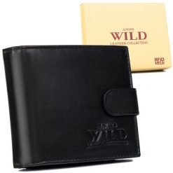 Portfel skórzany Always Wild [DH] N7L-P-SCR czarny. Czarne portfele męskie Always Wild, bez wzorów, ze skóry. Za 37.99 zł.