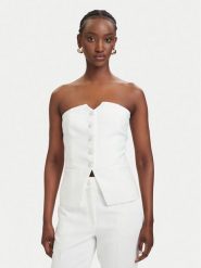 Morgan Top 261-CPANA.F Biały Regular Fit. Białe topy damskie Morgan, bez wzorów, z syntetyku, bez ramiączek. Za 279.99 zł.