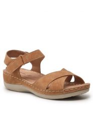 Clara Barson Sandały WSS20580-01 Brązowy. Brązowe sandały damskie Clara Barson, bez wzorów, ze skóry, bez obcasa, na płaskiej podeszwie. Za 99.99 zł.