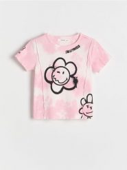 T-shirt SmileyWorld® - wielobarwny. Koszulki dziewczęce Reserved, bez wzorów, z bawełny, bez ramiączek. W wyprzedaży za 32.99 zł.