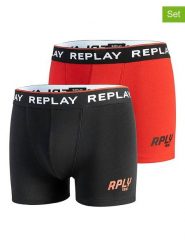 Replay Underwear Bokserki (2 pary) w kolorze czerwonym i czarnym rozmiar: S. Czarne bokserki męskie Replay Underwear, bez wzorów. Za 43.99 zł.