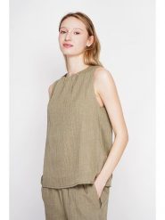 Le Jardin du Lin Lniany top w kolorze khaki rozmiar: 42. Brązowe topy damskie Le jardin du lin, bez wzorów, ze lnu, bez kołnierzyka. Za 148.96 zł.