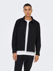 ONLY & SONS Koszula "Times" w kolorze czarnym rozmiar: XL. Czarne koszule męskie Only & Sons, xl, bez wzorów, z bawełny, bez kołnierzyka, bez ramiączek. Za 87.19 zł.