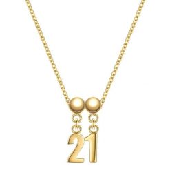 Glanzstücke München Komplet (łańcuszek + charm) Cyfra 21 Srebro wysokiej próby Żółte złoto Naszyjniki 1 ct Damski. Żółte naszyjniki damskie Glanzstücke München, pozłacane. Za 169.99 zł.