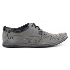 KOMODO Buty męskie mokasyny 875 lato szare. Szare mokasyny męskie na lato, ze skóry. Za 377.80 zł.