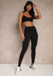 Czarny Komplet Sportowy Zdobiony Przeszyciami Legginsy i Top Filaranea. Czarne legginsy damskie Renee, m, z aplikacjami, z jeansu, bez ramiączek. Za 89.99 zł.